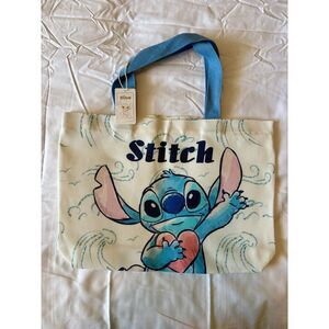 Disney Stitch Large Canvas Tote Bag Beach Travel Shopper NWT